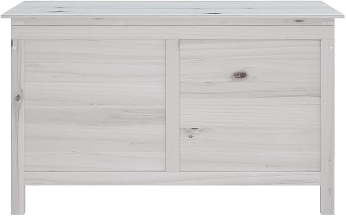 Wooden Patio Storage Box White 39x19.5x23 Inch Solid Fir Wood Outdoor Cushion Storage with Slatted Bottom for Garden Furniture