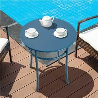 Morden 27.5'' Height Round Outdoor Patio Side Table Set of 2, Metal End Table for Patio Bistro Pub, Blue
