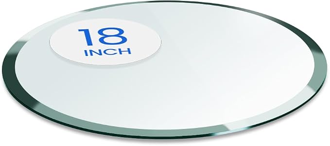 Dulles Glass 18 inch Round Glass Table Top - Tempered - 1/2" Thick Glass Surface, Safe Beveled Edge, Multipurpose for Dining Table, Patio, Coffee and End Table
