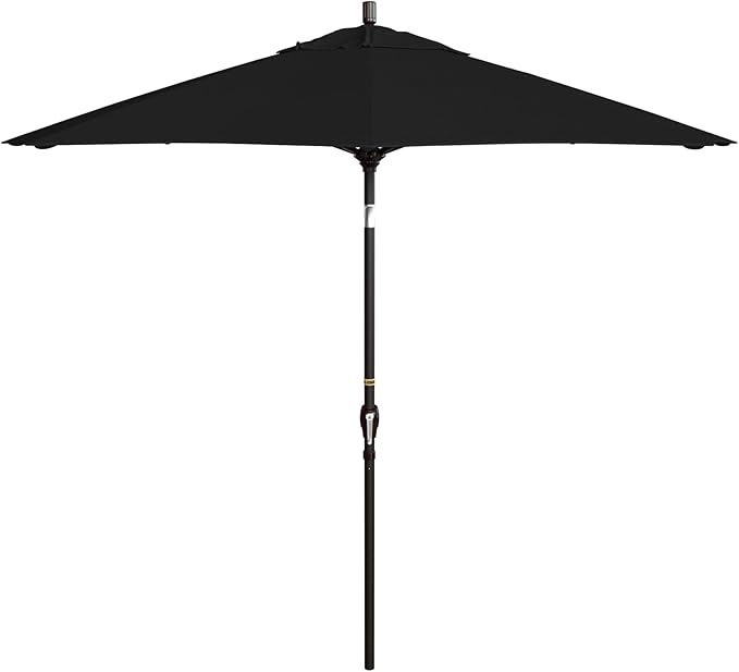 California Umbrella 9' Round Aluminum Market Umbrella, Crank Lift, Push Button Tilt, Bronze Pole