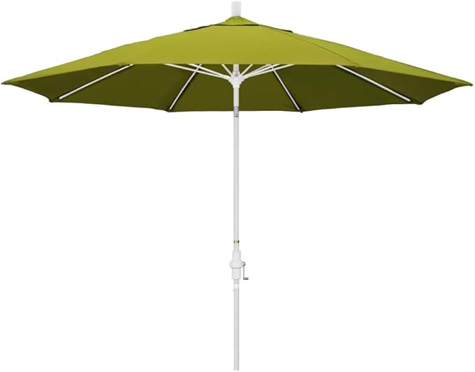 California Umbrella 11' Round Fiberglass Rib Market Umbrella, Crank Lift, Collar Tilt, Ginkgo