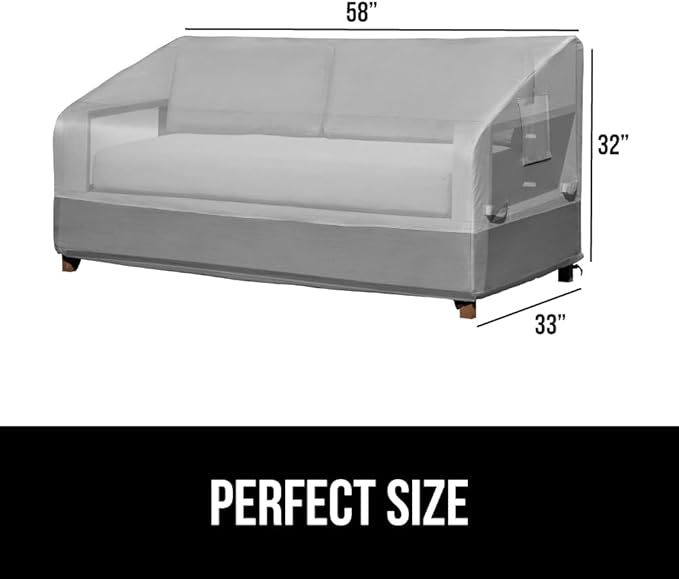 GORILLA GRIP Waterproof Large Outdoor Patio Sofa Cover, 2 Seater 58 Inch, Heavy Duty 600D Furniture Covers Sets for Winter, Keep Cushions Dry, Protects from Sun, Snow, Rain, Windproof, UV Coated