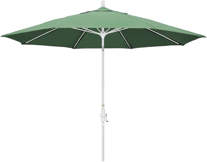 California Umbrella 11' Round Fiberglass Rib Market Umbrella, Crank Lift, Collar Tilt, White Pole (GSCUF118170-SA13-DWV)