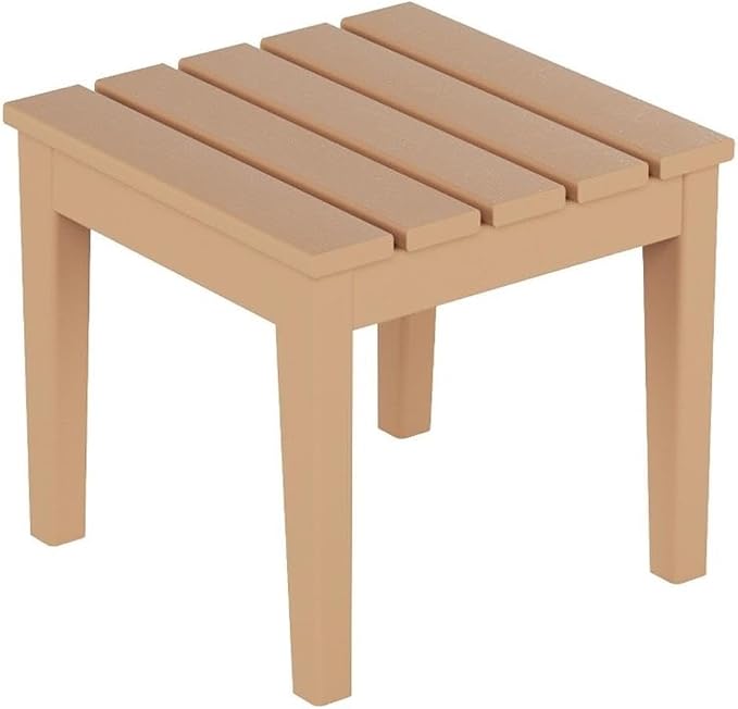 Costaelm Small Outdoor Side Table, Patio End Table Weather Resistant Outdoor Coffee Table, Square Conversation Table for Indoor, Porch, Balcony, Garden, Poolside, Deck, Teak