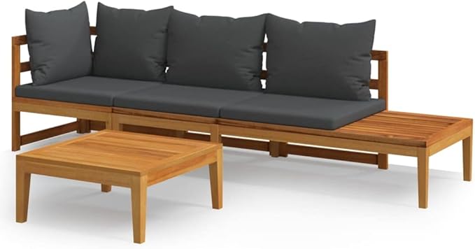 Patio Lounge Set with Dark Gray Cushions,Patio Furniture Sets,Patio Conversation Sets,Outdoor Furniture Sets,for Garden,Backyard,Outdoor,3 Piece Acacia Wood