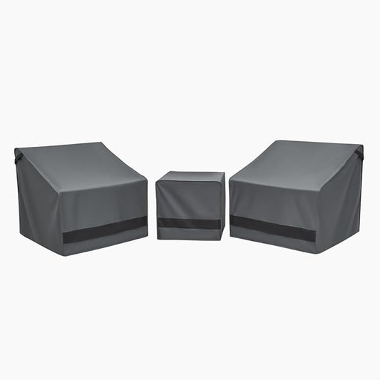 Loriano Patio Furniture Covers Set, 3 Piece Outdoor Furniture Cover Waterproof, 600D Heavy Duty Lawn Furniture Covers Set Grey