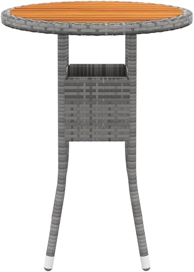 Afuera Living 3-Piece Poly Rattan Garden Dining Set, Gray Finish, Weather-Resistant with Powder-Coated Steel Frame, Round Table 23.6in Wide x 29.5in Tall, Plush Cushioned Chairs, Ideal for Patio or