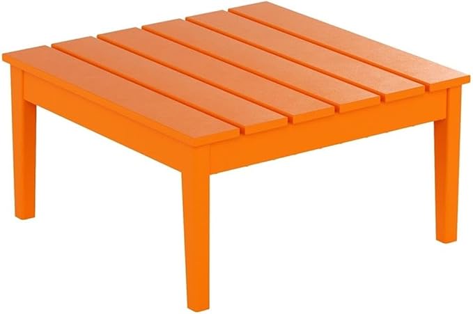 Costaelm Outdoor Side Tables for Patio, Small Patio Conversation Table Weather Resistant Coffee Table, Small Square Table Outdoor End Tables for Porch, Balcony, Poolside, Deck, Orange