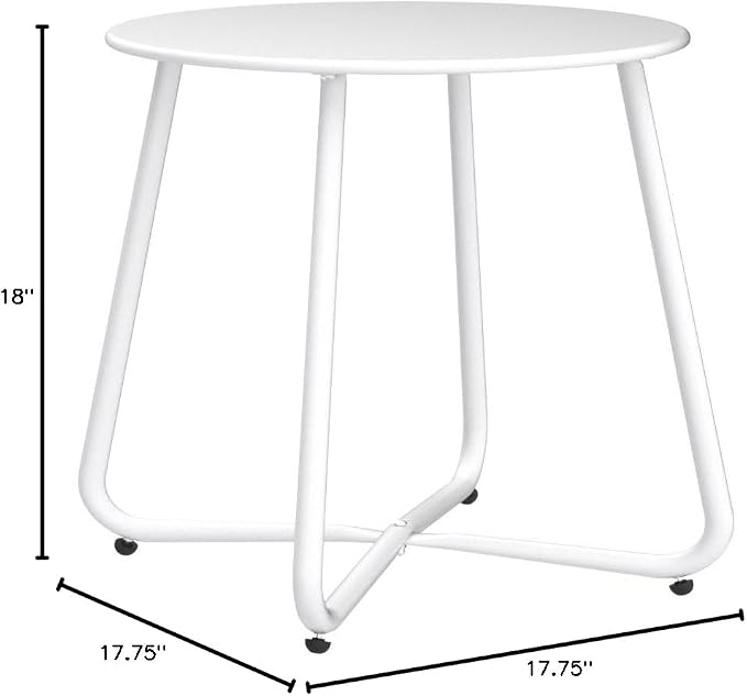 Grand patio Outdoor Side Table 18-inch Round End Table Accent Table for Bistro Balcony Apartment White