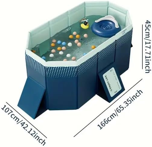 Montary Foldable Large Non - Inflatable Rectangular Swimming Pool for Family - Hard Plastic Shell, Oversized Thickened Design, Portable Collapsible Backyard Pool - 82.7"x54"x19.7"