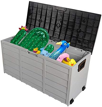 75gal 260L Outdoor Garden Plastic Storage Deck Box Chest Tools Cushions Toys Lockable Seat