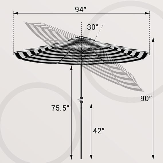 Greesum 9FT Patio Umbrella, Outdoor Table Umbrella with Push Button Tilt, Crank and 8 Sturdy Ribs for Garden, Lawn, Backyard & Pool