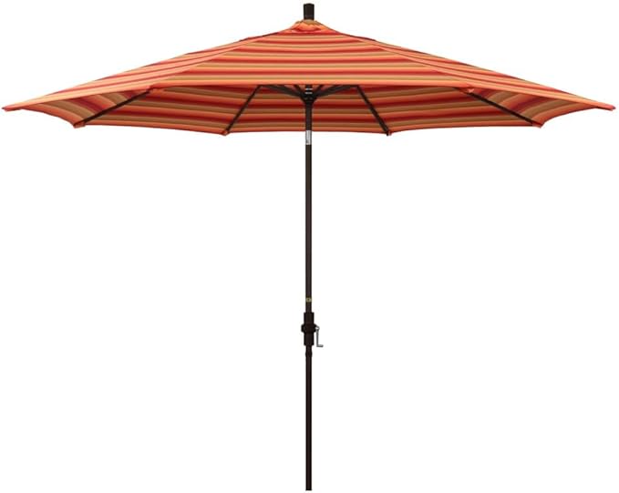 California Umbrella 11' Rd Tahoe Series Aluminum Patio Umbrella, Crank Lift, Collar Tilt, Bronze Finish