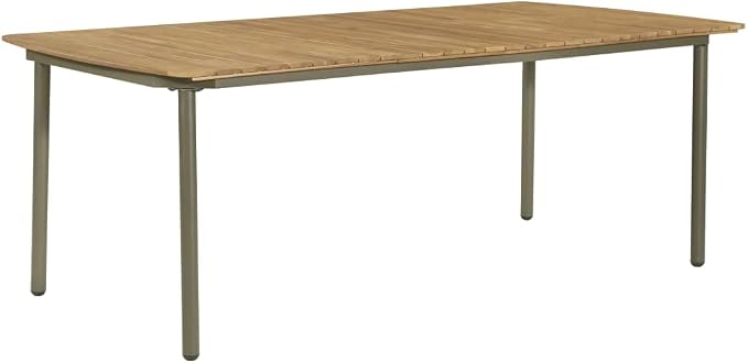 9-Piece Outdoor Dining Set, Acacia Wood Patio Table with 8 Stacking Chairs, Industrial Style Garden Furniture for Backyard, Deck, and Terrace