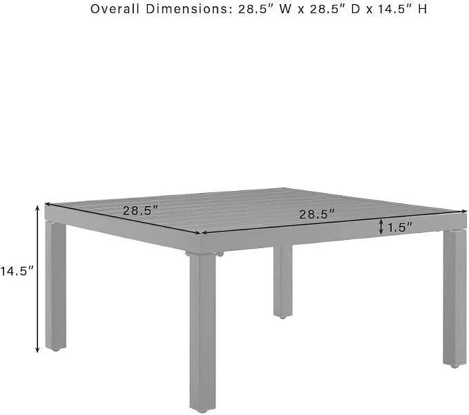 HomeStock Baroque Bonanza Outdoor Metal Sectional Coffee Table - Matte Black, 28.5" D x 28.5" W x 14.5" H, Weather-Proof Steel Construction, Slatted Table Top, Elegant Coffee Table for Outdoor Sets
