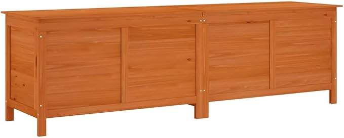 Outdoor Patio Storage Box 78.1x19.7x22.2 Inch Brown Solid Wood Fir for Garden Cushions, Toys, Deck Furniture - Weatherproof Ventilated Design with Slatted Bottom