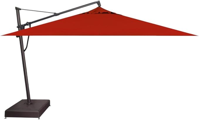 Treasure Garden AKZ PLUS Cantilever Umbrella 10'x13' Rectangular Sunbrella Jockey Red Canopy and Black Frame with Stationary Base