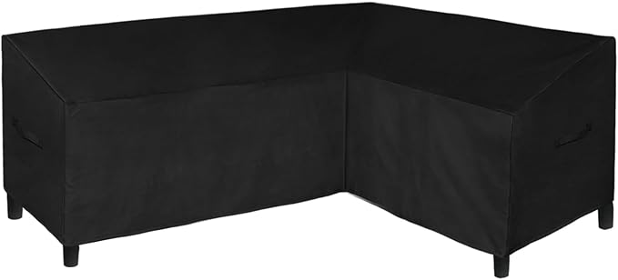 Easy-Going 600D Patio L-Shaped Sectional Sofa Cover, 85"X58" Waterproof Heavy Duty Outdoor Garden Furniture Cover with Air Vent (Right Facing, Black)