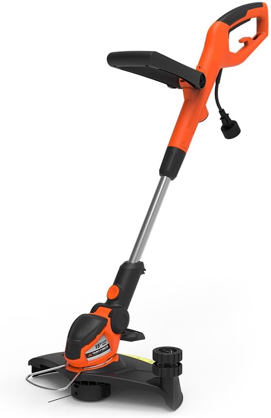 Yard Force Electric String Trimmer YF5515LT with 15-inch Cutting Width, 0.06" x 26 ft. String Spool, Double Cutting Line, Telescope Tube, Edger Function and Vertical Storage