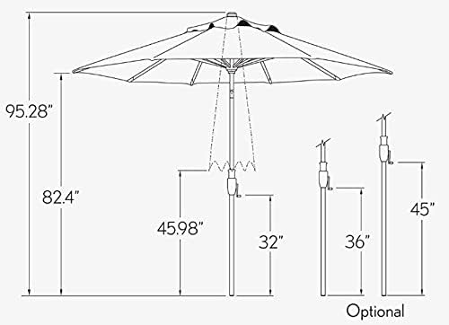 Treasure Garden 9ft Patio Umbrella - Outdoor Furniture Market Umbrella – Glide Tilt – Bronze Aluminum Frame (O'bravia2, Red)