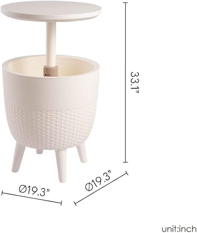 Lagoon Cancún Outdoor Cooler Bar/Cocktail/Coffee 3-in-1 Patio Table (White)