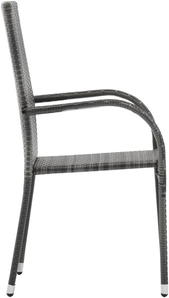 Afuera Living 7-Piece Garden Dining Set, Gray and Black Finish, PE Rattan and Powder-Coated Steel, 55.1 in Rectangular Table, Weather-Resistant, Modern Patio or Terrace Furniture, Seats 6