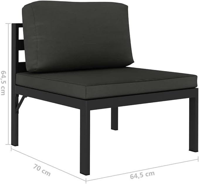 vidaXL Patio Furniture Set 3 Piece, Patio Conversation Set with Cushions, Outdoor Sectional Sofa for Garden Backyard Balcony, Aluminum Anthracite