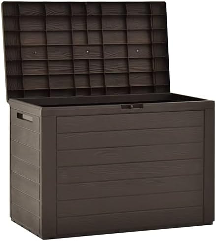 Deck Box, Outdoor Organizer Toolbox for Patio Lawn Poolside Backyard Garden, Indoor Storage Cabinet Lockable (Lock is not Included) - Brown - 78x44 cm