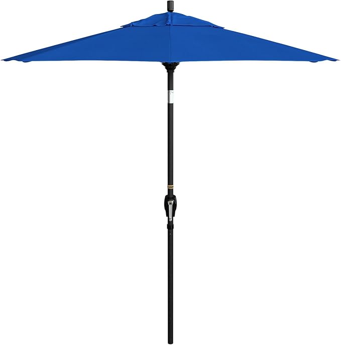 California Umbrella 7.5' Round Aluminum Market Umbrella, Crank Lift, Push Button Tilt