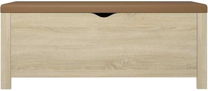 Storage Box with Cushion Sonoma Oak Storage Bench, 41.3"x15.7"x17.7", Engineered Wood Trunk with Thickly Padded Seat for Sitting and Storing Clothes Toys Books