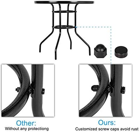 Patio Table, Outdoor Bistro Table w/Tempered Glass Top & Sturdy Metal Frame, Patio Dining Table Coffee Table for Garden, Balcony, Poolside Outdoor Table for Balcony 31.5" L x 31.5" W x 27.56" H