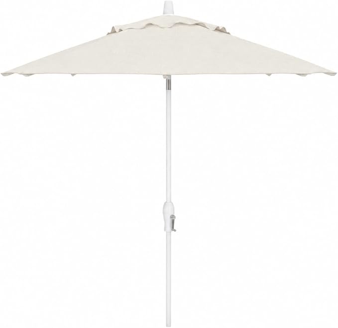 Treasure Garden 9ft Patio Umbrella - Outdoor Furniture Market Umbrella – Deluxe Auto-Tilt – White Aluminum Frame (Sunbrella, Natural)