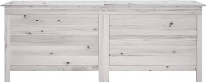 Outdoor Storage Container, Patio Storage Box, Wooden Portable Deck Box & Outdoor Container, White 59.1"x19.7"x22.2" Solid Wood Fir,-271
