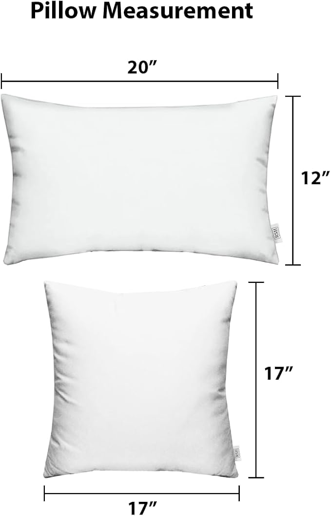 RSH DECOR: Lumbar & Square Throw Pillows Set of 4 | 20" x 12" & 17" x 17" | All-Weather Spun Fabric | Water and Fade-Resistant | Outdoor Accent Pillows for Patio Furniture | Colsen Berry - Made in USA