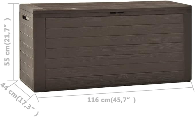 Deck Box Large Outdoor Storage for Patio Furniture, PP Garden Tools, Pool Supplies,Outdoor Backyard Patio Storage Deck Box Container, Brown 45.7"x17.3"x21.7" -AA