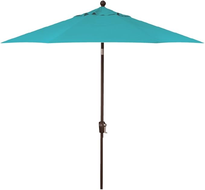 Treasure Garden 7.5ft Patio Umbrella – Outdoor Market Umbrella – Push Button Tilt – Bronze Aluminum Frame (O’bravia, Aqua)