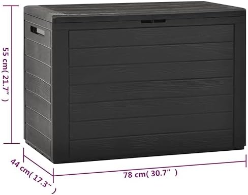 Deck Box, Outdoor Organizer Toolbox for Patio Lawn Poolside Backyard Garden, Indoor Storage Cabinet Lockable (Lock is not Included) - Anthracite - 78x44 cm
