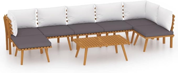 Patio Lounge Set with Cushions,Patio Furniture Sets,Patio Conversation Sets,Outdoor Furniture Sets,for Garden,Backyard,Outdoor,8 Piece Solid Acacia Wood