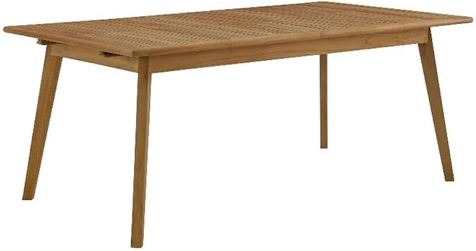 Modway Vienna Outdoor Patio Teak Wood Extendable Dining Table in Natural