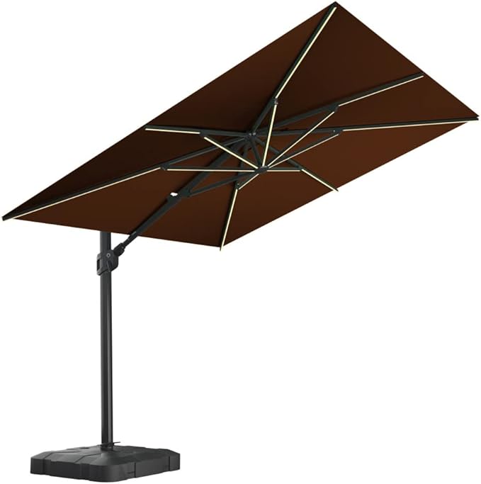 Midtown Umbrellas 9x9 Ft Outdoor Cantilever Patio Umbrella w/Sunbrella Aruba - Tilt 360° Rotate Offset Patio Umbrella, Deck Patio Umbrella, Backyard Umbrella & Garden Umbrella - Black Frame