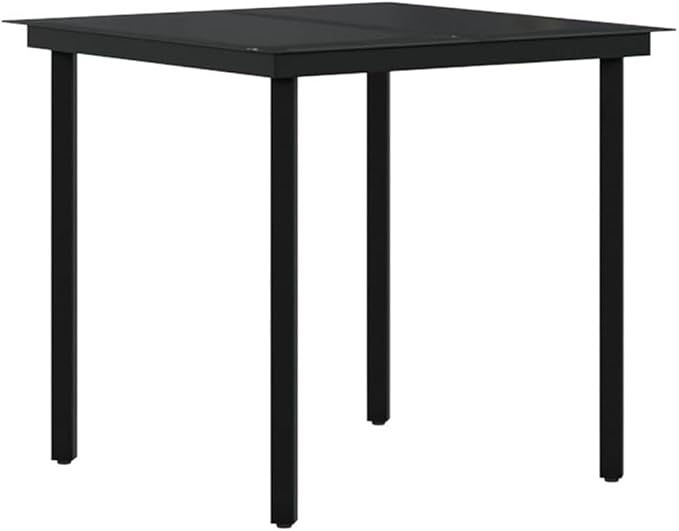 BOWERY HILL 3-Piece Outdoor Patio Dining Set, Powder-Coated Steel & PE Rattan, Gray & Black Finish, Weather-Resistant, Compact Square Table with Ergonomic Chairs for Terrace or Garden, Seating for 2