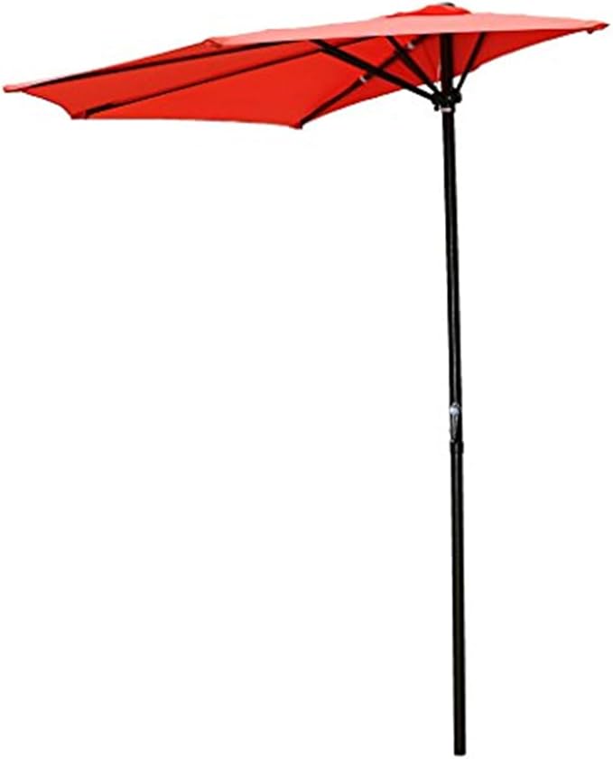 Maykoosh Half Round Wall Hugger Umbrella with Space-Saving Design, Durable Canopy, Sturdy Frame, Perfect for Balconies, Patios, Decks, and Outdoor Seating Tangerine Dream
