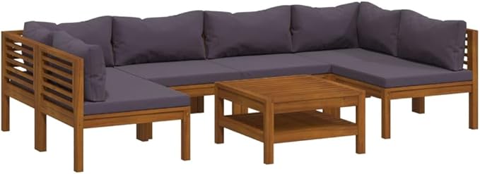 Backyard Furniture Patio Conversation Sets Outdoor Seating 7 Piece Patio Lounge Set with Cushion Solid Acacia Wood Suitable for Swimming Pool, Courtyard, Garden