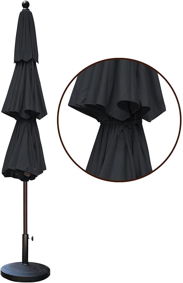 EliteShade USA 10-Year-Non-Fading 11ft 3-Tier Market Patio Umbrella, Commercial Grade Outdoor Table Umbrella with Cylinder Push-Up, Windproof & UPF 50+ UV Protection, Heavy Duty Ventilation for Garden, Deck, Pool, Backyard, Beach & Bistro, Black