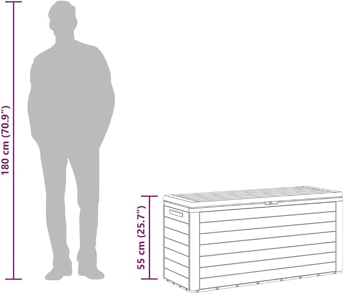 Outdoor Storage Box Brown Polypropylene Garden Deck Box for Patio Cushions and Tools 50.4 Gallon Large Capacity Rectangular Storage Bin for Garage 30.7 x 17.3 x 21.7 in