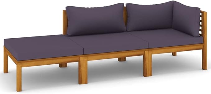 Patio Lounge Set with Cushion,Patio Furniture Sets,Patio Conversation Sets,Outdoor Furniture Sets,for Garden,Backyard,Outdoor,3 Piece Solid Acacia Wood