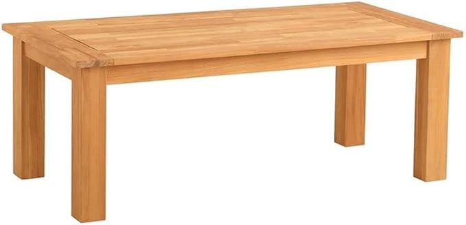 Linon Barlow Solid Teak Outdoor 18" High Coffee Table in Natural Oil Finish