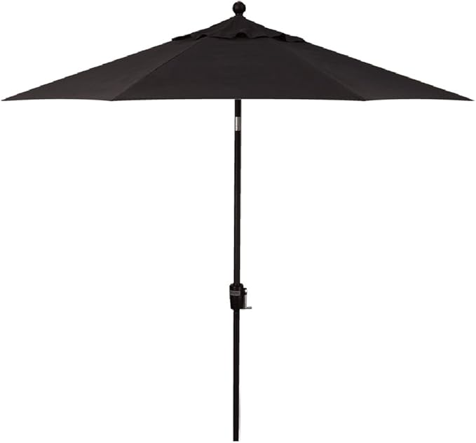 Treasure Garden 7.5ft Patio Umbrella – Outdoor Market Umbrella – Push Button Tilt – Black Aluminum Frame (Sunbrella, Black)