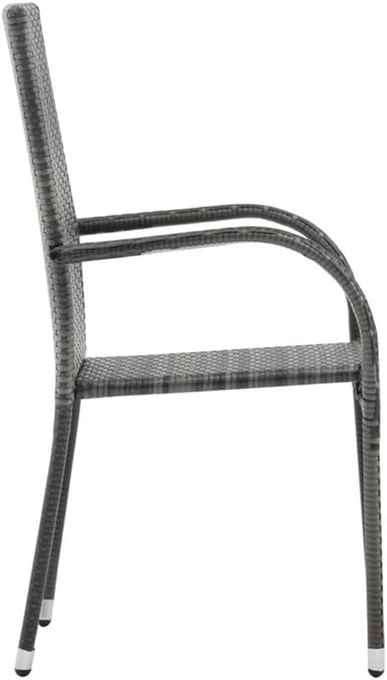 Afuera Living 7-Piece Solid Acacia Wood Patio Dining Set, Gray PE Rattan Stackable Chairs, Oiled Finish, Outdoor-Only, Contemporary Design for Garden, Terrace, Balcony, Seats 6