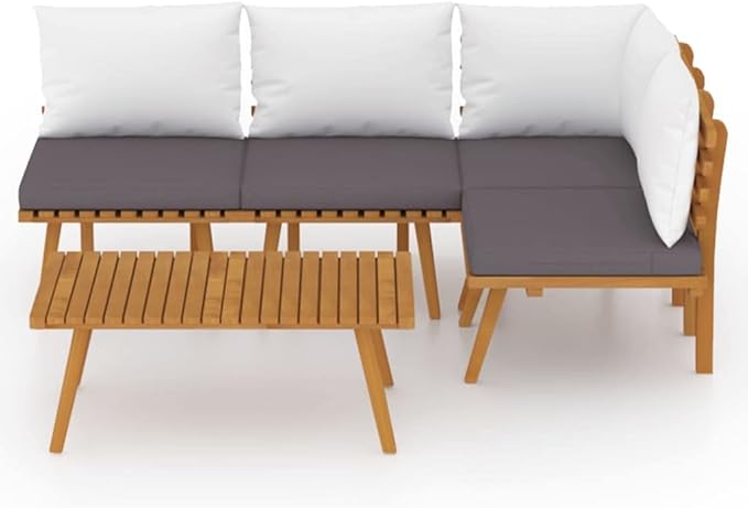 Patio Lounge Set with Cushions,Patio Furniture Sets,Patio Conversation Sets,Outdoor Furniture Sets,for Garden,Backyard,Outdoor,5 Piece Solid Acacia Wood